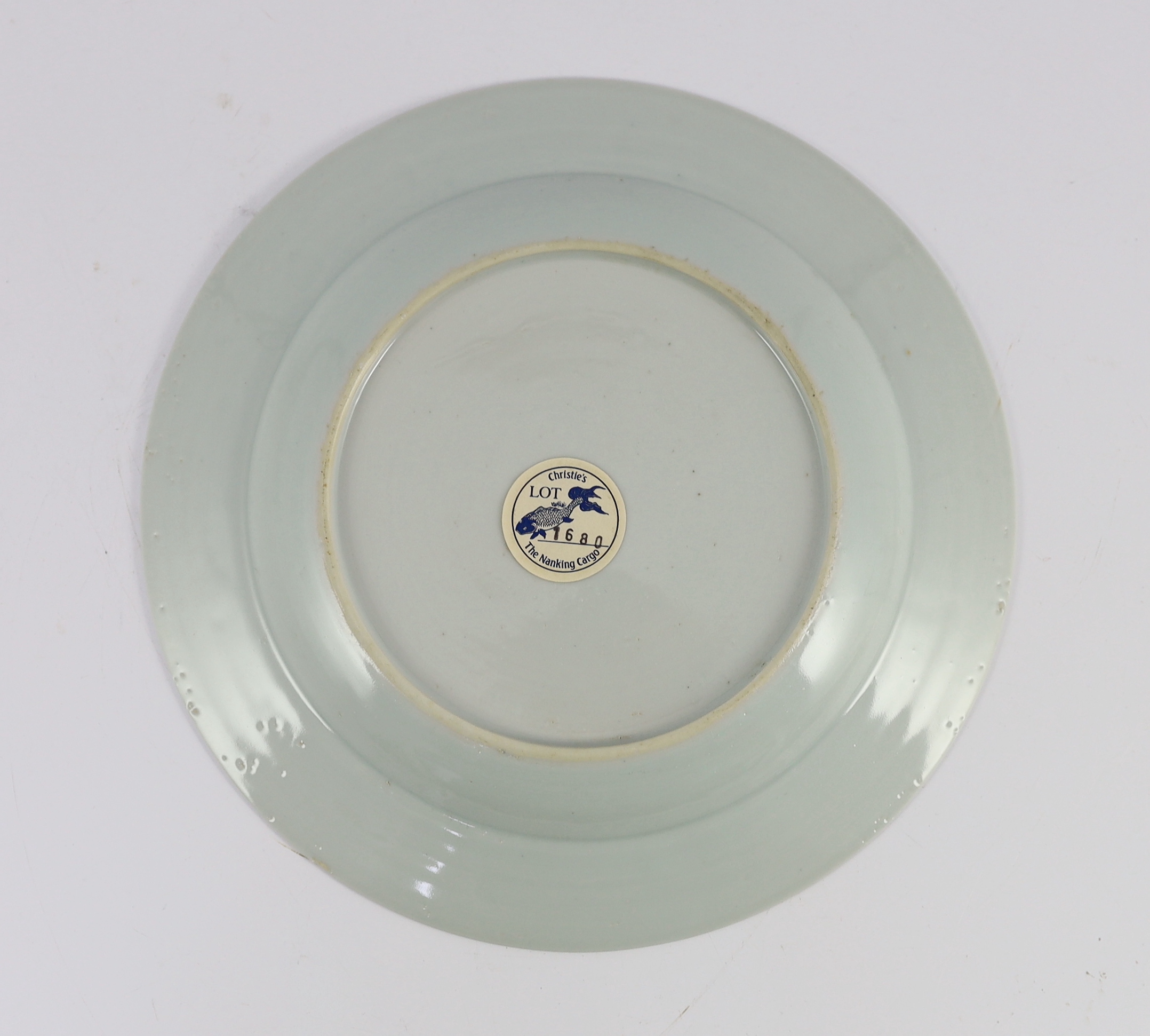 Twelve Chinese blue and white ‘Boatman and Six flower border’ plates, Nanking Cargo, c.1750